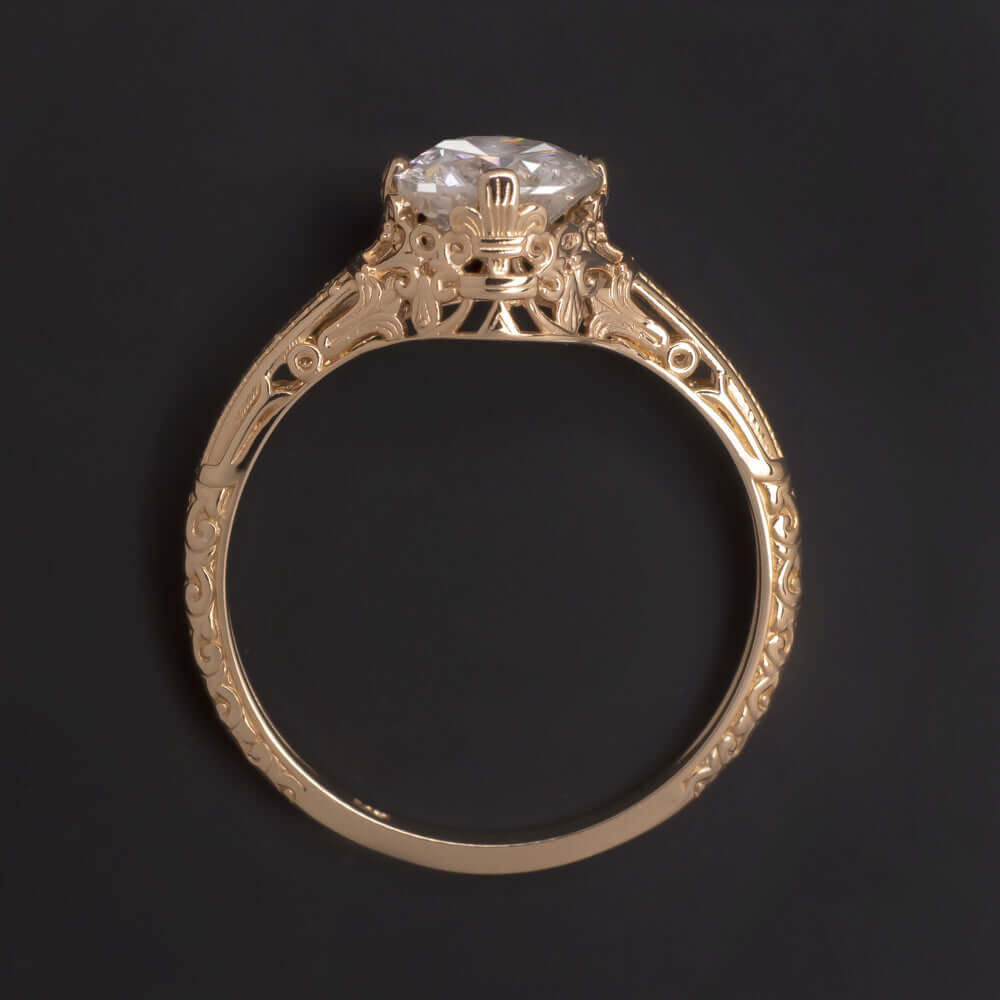 1ct ROUND CUT F SI DIAMOND ENGAGEMENT RING VINTAGE STYLE SOLITAIRE ROSE GOLD 1ct