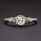 1 CARAT OLD MINE CUT F-G SI2 DIAMOND ENGAGEMENT RING VINTAGE ANTIQUE WHITE GOLD