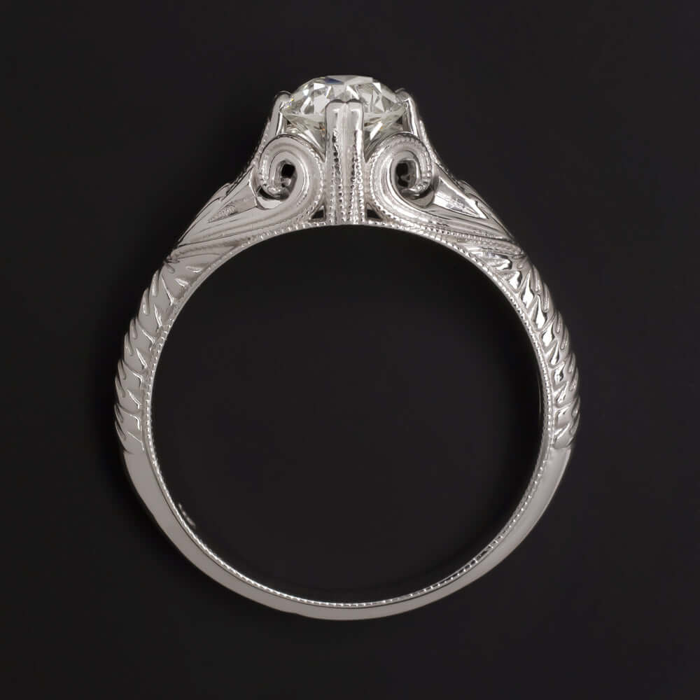 3/4 CARAT OLD EUROPEAN CUT DIAMOND ENGAGEMENT RING VINTAGE STYLE WHITE GOLD