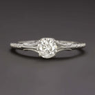 1/2ct ROUND CUT DIAMOND VINTAGE STYLE ENGAGEMENT RING WHITE GOLD ANTIQUE NATURAL