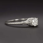 1/2ct ROUND CUT DIAMOND VINTAGE STYLE ENGAGEMENT RING WHITE GOLD ANTIQUE NATURAL