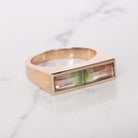 WATERMELON TOURMALINE EAST WEST RING 14k ROSE GOLD COCKTAIL NATURAL PINK GREEN