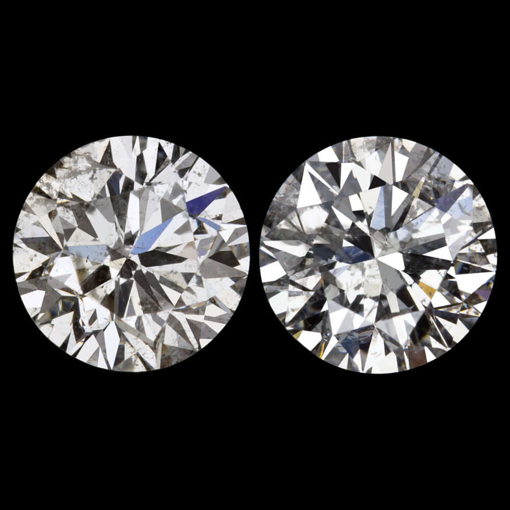 3.05ct VERY GOOD CUT NATURAL DIAMOND STUD EARRINGS ROUND BRILLIANT PAIR 3 CARAT