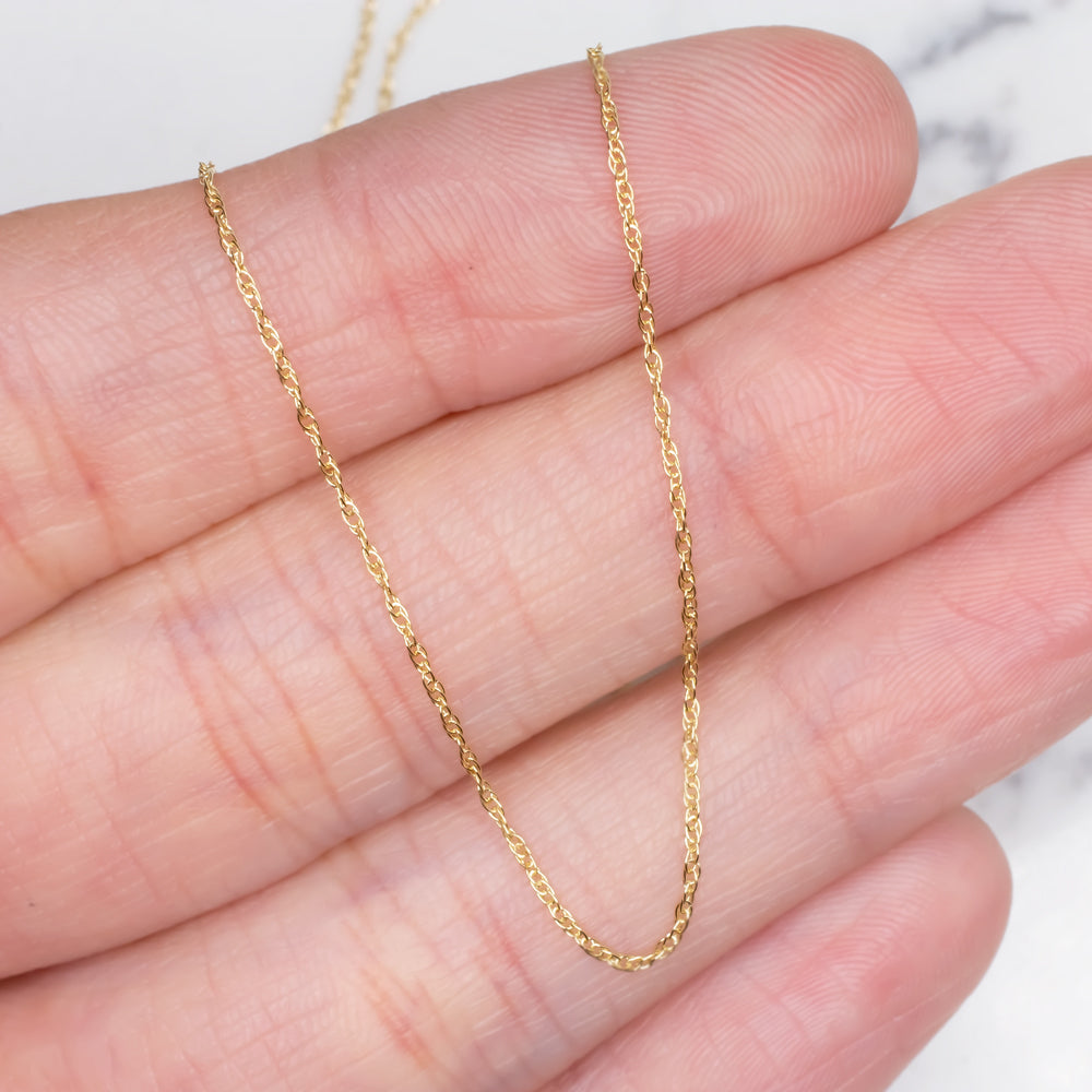 SOLID 10K YELLOW GOLD 18in CHAIN 0.9mm CABLE THIN CLASSIC LADIES NECKLACE DAINTY