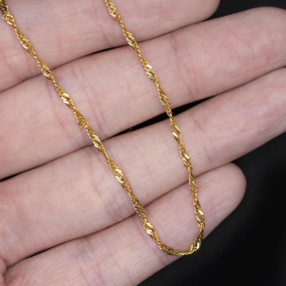 SOLID 18K YELLOW GOLD TWISTED CURB CHAIN 1.6mm 20 INCH MENS LADIES NECKLACE 20in