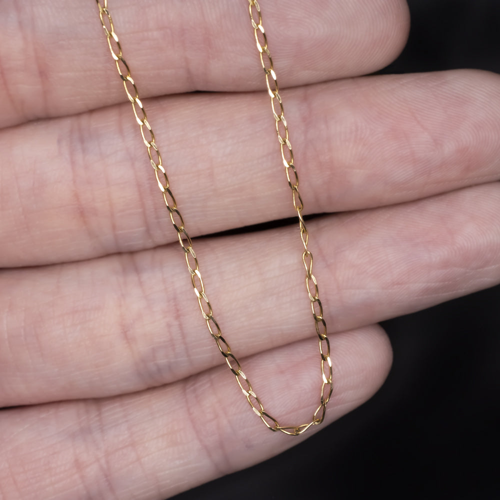 SOLID 14K YELLOW GOLD 16in CHAIN 1.6mm CABLE THIN CLASSIC LADIES NECKLACE DAINTY
