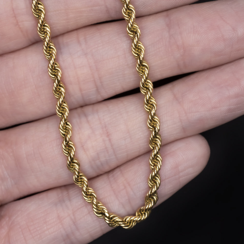 SOLID 18K YELLOW GOLD 33 GRAM TWISTED ROPE CHAIN 3.2mm 30in MENS