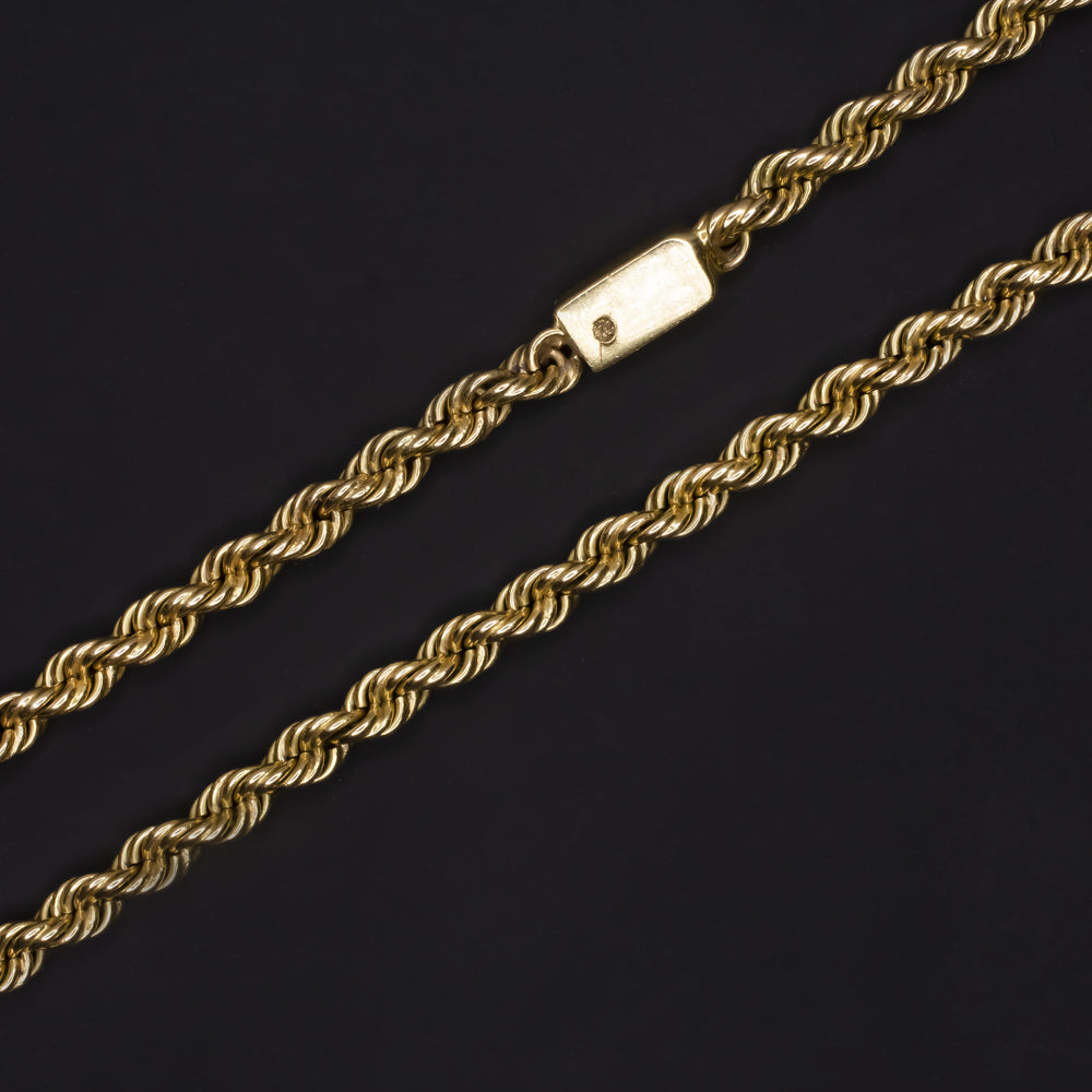 SOLID 18K YELLOW GOLD 33 GRAM TWISTED ROPE CHAIN 3.2mm 30in MENS LADIES NECKLACE