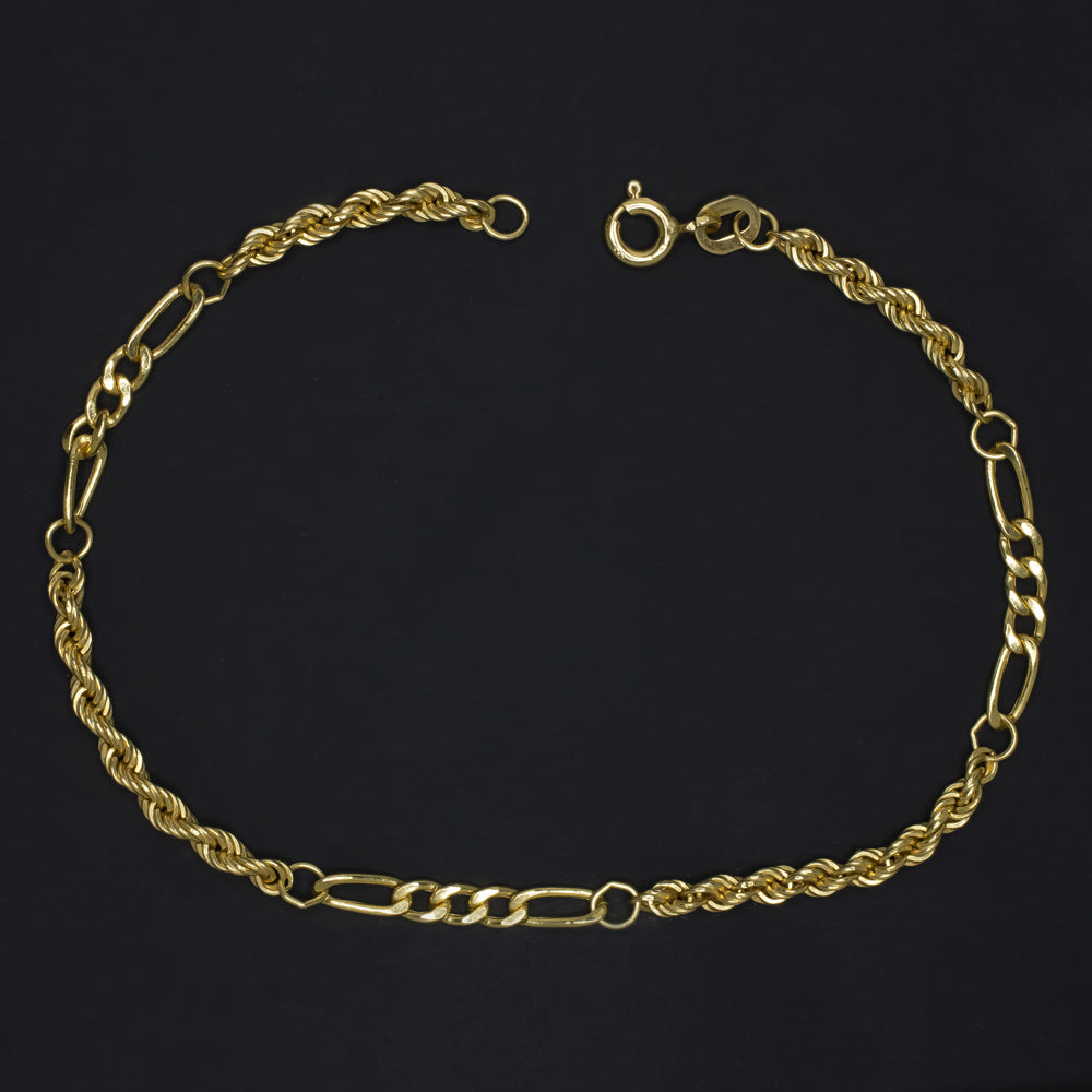 SOLID 14K YELLOW GOLD TWISTED ROPE CHAIN BRACELET 3mm MENS LADIES CLASSIC SIMPLE