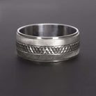 14k WHITE GOLD VINTAGE WEDDING BAND 8mm WIDE MENS 5.8 GRAM TEXTURED RING ESTATE
