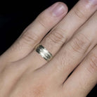 14k WHITE GOLD VINTAGE WEDDING BAND 8mm WIDE MENS 5.8 GRAM TEXTURED RING ESTATE