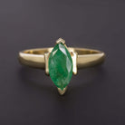 1.5ct EMERALD SOLITAIRE RING MARQUISE CUT 14k YELLOW GOLD NATURAL GREEN COCKTAIL