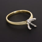 VINTAGE SOLID 14K TWO TONE GOLD SOLITAIRE RING SETTING YELLOW WHITE ENGAGEMENT