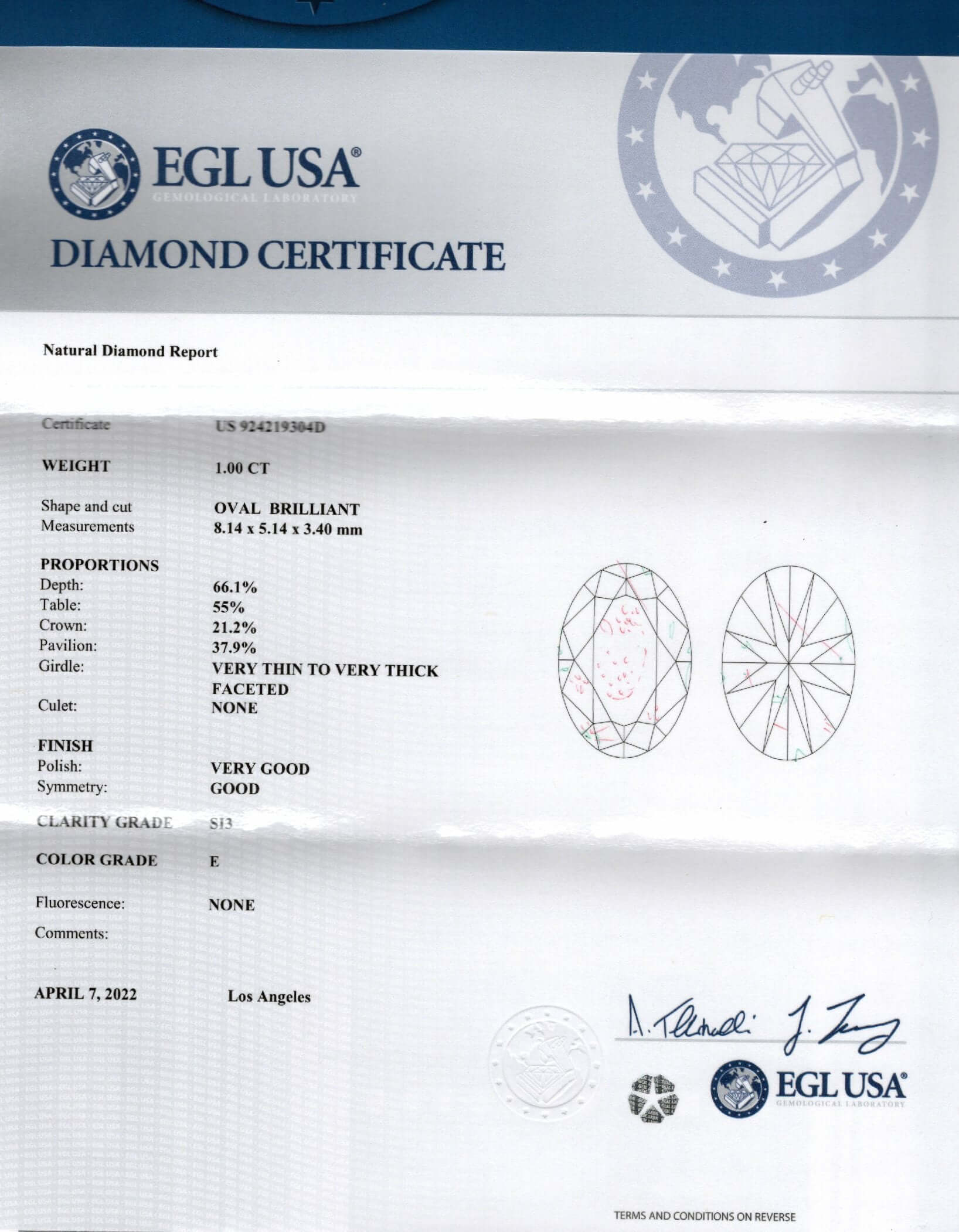 1 CARAT CERTIFIED E SI OVAL SHAPE CUT DIAMOND NATURAL ENGAGEMENT LOOSE PENDANT