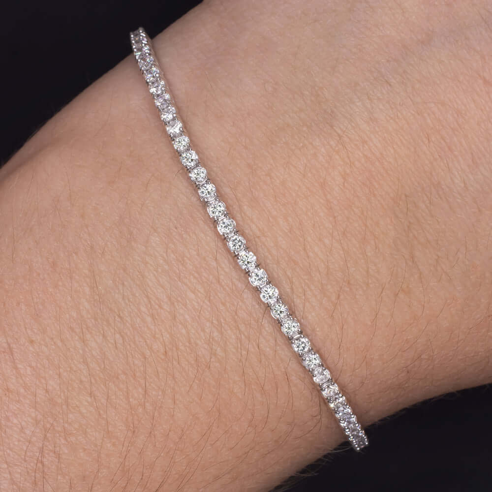 3 CARAT VERY GOOD CUT DIAMOND TENNIS BRACELET 14K WHITE GOLD ROUND BRILLIANT