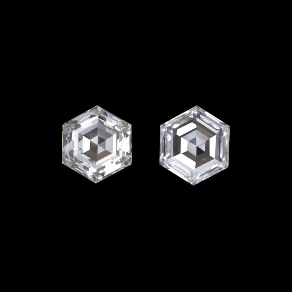 1/4 CARAT HEXAGON SHAPE CUT NATURAL DIAMOND PAIR ACCENT STONES STUD EARRINGS
