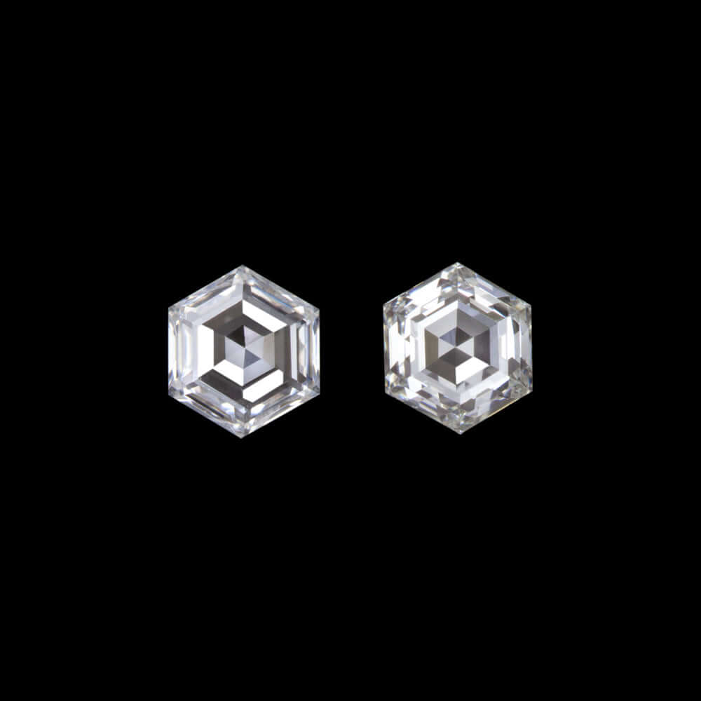 0.20ct G VS2-SI1 HEXAGON SHAPE CUT NATURAL DIAMOND PAIR ACCENT STUD EARRINGS