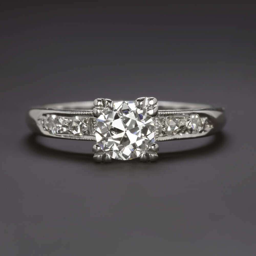 0.70ct CERTIFIED D-E VS2 OLD CUT DIAMOND ENGAGEMENT RING VINTAGE TRANSITIONAL