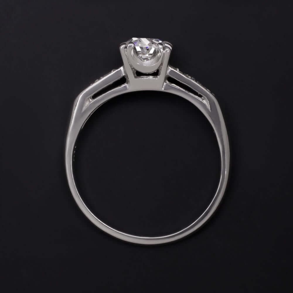 0.70ct CERTIFIED D-E VS2 OLD CUT DIAMOND ENGAGEMENT RING VINTAGE TRANSITIONAL