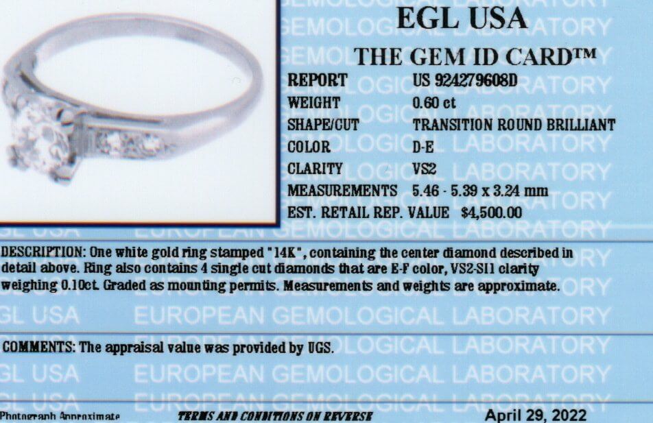 0.70ct CERTIFIED D-E VS2 OLD CUT DIAMOND ENGAGEMENT RING VINTAGE TRANSITIONAL