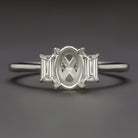 NATURAL DIAMOND OVAL ENGAGEMENT RING SETTING 3 STONE NORTH SOUTH BAGUETTE 14k