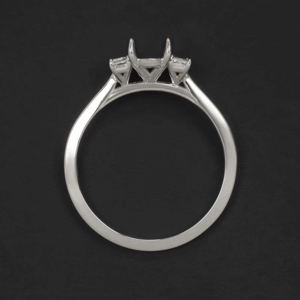 NATURAL DIAMOND OVAL ENGAGEMENT RING SETTING 3 STONE NORTH SOUTH BAGUETTE 14k