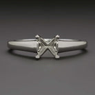 14K WHITE GOLD ENGAGEMENT RING SETTING FOR 6m ROUND SEMI MOUNT SOLITAIRE TAPERED