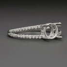 NATURAL DIAMOND ROUND RING SETTING FOR 6mm CENTER SEMI MOUNT SPLIT SHANK PAVE