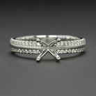 NATURAL DIAMOND ROUND RING SETTING FOR 6.5mm CENTER SEMI MOUNT WIDE BAND PAVE