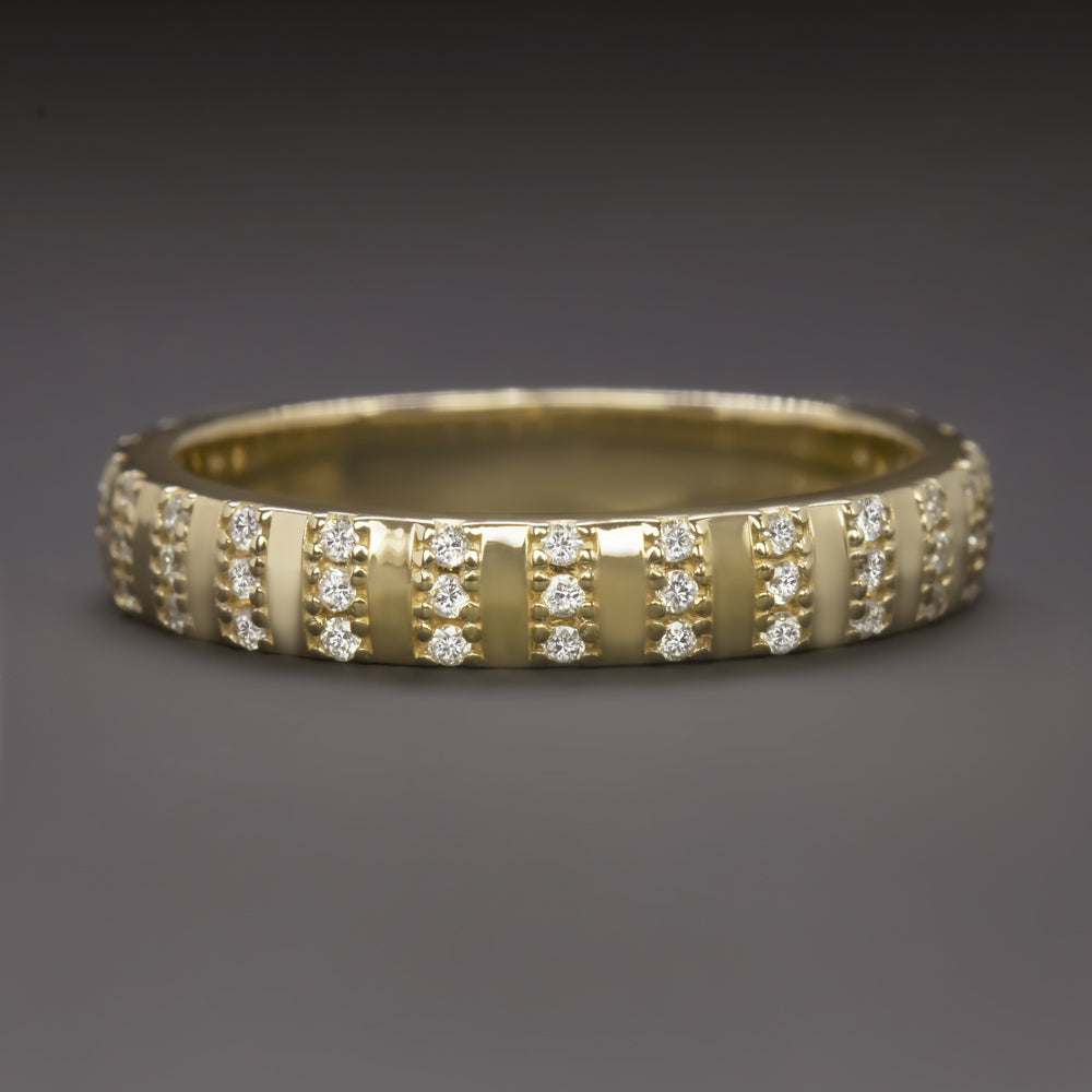 NATURAL DIAMOND 3.5mm 14K GOLD BAND STACKING WEDDING RING COCKTAIL MENS LADIES