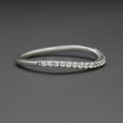 PAVE DIAMOND CONTOUR WEDDING BAND STACKING RING NATURAL 14K WHITE GOLD CURVED