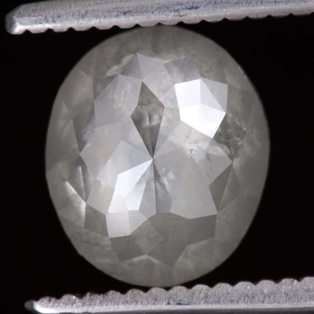 2.42ct FANCY LIGHT GRAY ROSE CUT OVAL DIAMOND 9.5mm RUSTIC NATURAL LOOSE 2.5ct