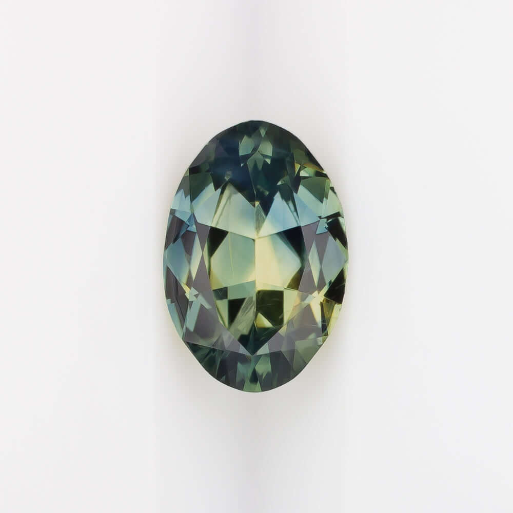 0.89ct BI COLOR SAPPHIRE UNIQUE PARTI GREEN BLUE TEAL OVAL CUT LOOSE NATURAL