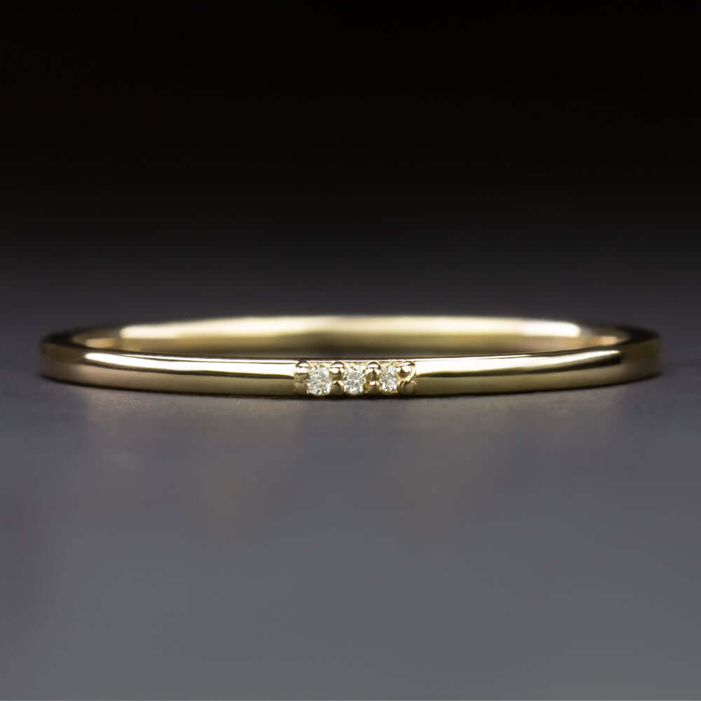 14K Gold 3 Stone Minimalist Diamond Ring 14K Gold / 7.5