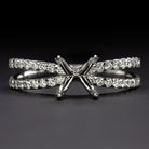 NATURAL DIAMOND ROUND RING SETTING FOR 6.5mm CENTER SEMI MOUNT SPLIT SHANK PAVE