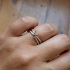 NATURAL DIAMOND ROUND RING SETTING FOR 6.5mm CENTER SEMI MOUNT SPLIT SHANK PAVE