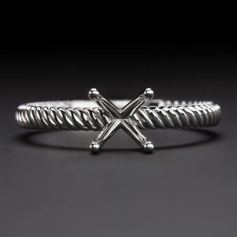 14K GOLD ENGAGEMENT RING SETTING TWIST ROPE 6mm 7mm ROUND SEMI MOUNT ...