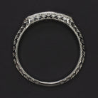 SAPPHIRE WHITE GOLD WEDDING BAND STACKING RING VINTAGE STYLE ART DECO ENGRAVING