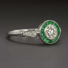 0.74ct OLD EUROPEAN CUT DIAMOND ENGAGEMENT RING EMERALD VINTAGE ART DECO TARGET