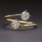1 CARAT DIAMOND TOI ET MOI RING DOUBLE ROUND CUT BYPASS YELLOW GOLD ENGAGEMENT