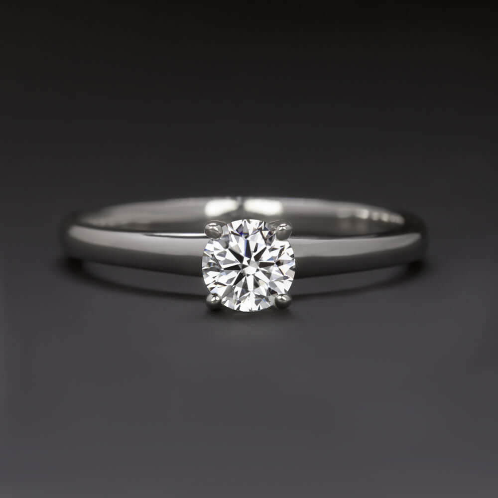 0.45ct H SI2 ROUND CUT DIAMOND ENGAGEMENT RING 18k WHITE GOLD CLASSIC SOLITAIRE