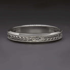 18 WHITE GOLD ETERNITY WEDDING RING BAND VINTAGE ORANGE BLOSSOM ENGRAVED CLASSIC