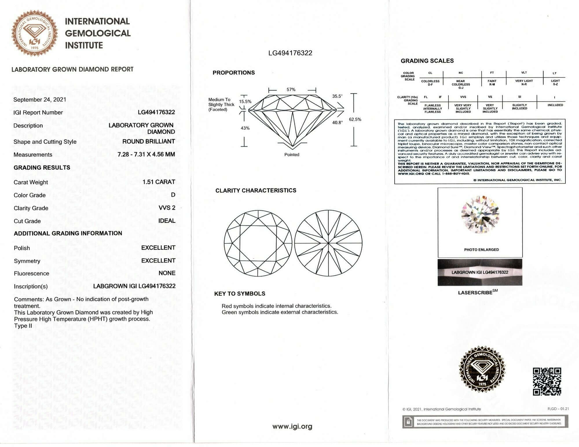 1.5ct LAB CREATED DIAMOND ENGAGEMENT RING CERTIFIED D VVS2 IDEAL ROUND SOLITAIRE