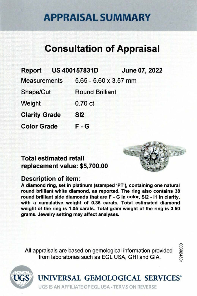 0.95ct CERTIFIED F-G SI2 DIAMOND ENGAGEMENT RING HALO VERY GOOD CUT ROUND 1ct