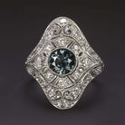 2.10ct ART DECO NO HEAT SAPPHIRE DIAMOND RING PLATINUM VINTAGE COCKTAIL TEAL 20s