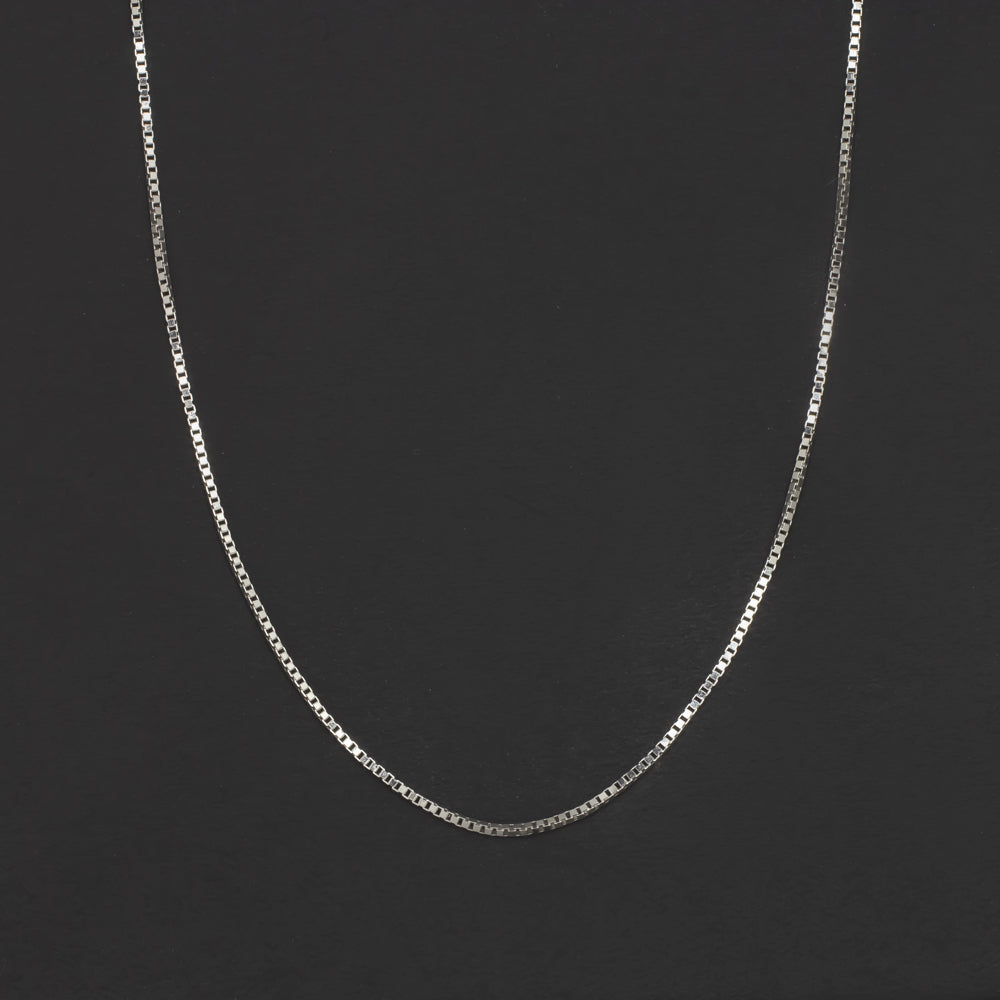 SOLID 14K WHITE GOLD 18 INCH BOX CHAIN 0.5mm DAINTY CLASSIC LADIES NECKLACE THIN
