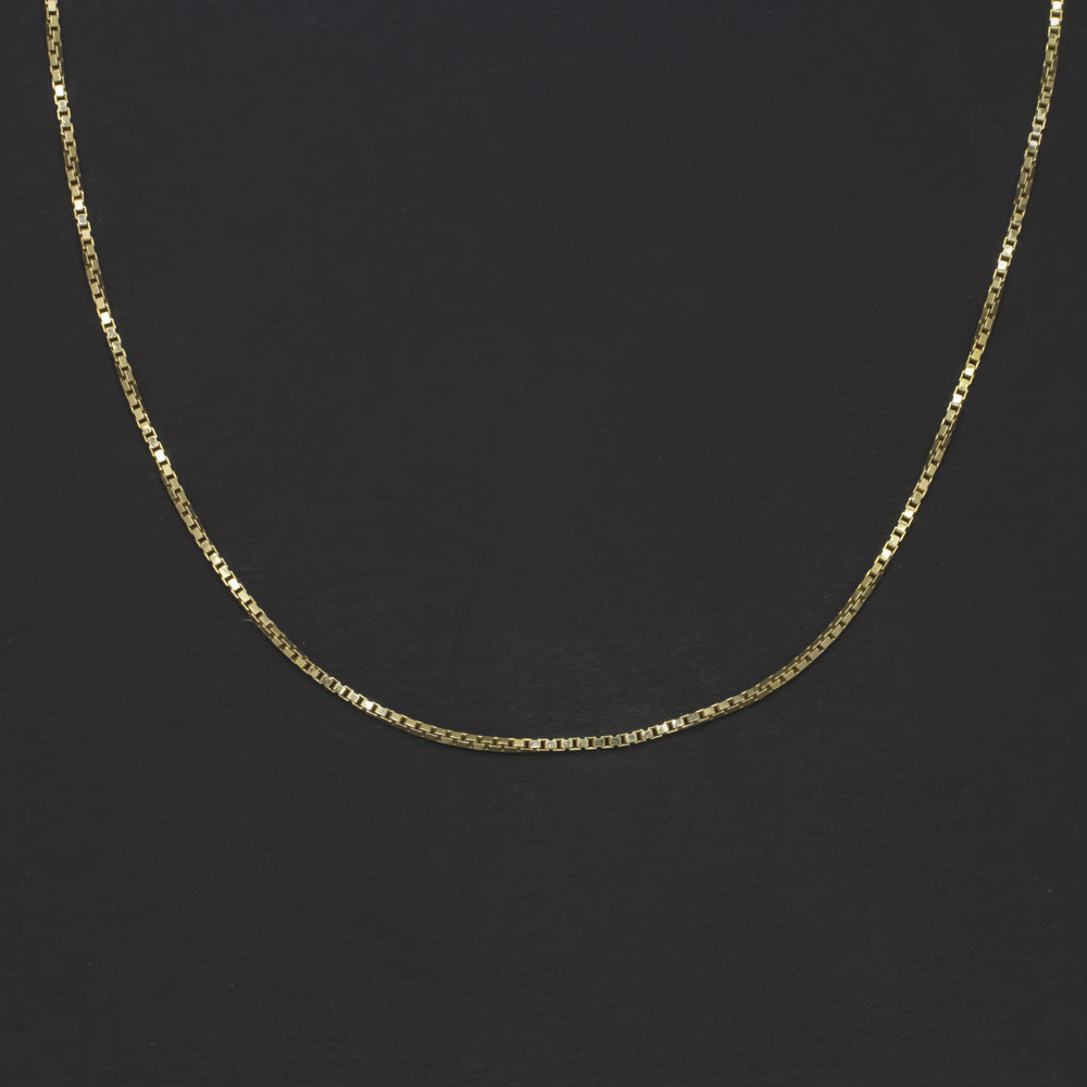 SOLID 14K YELLOW GOLD 18in BOX CHAIN 0.5mm DAINTY CLASSIC LADIES NECKLACE THIN