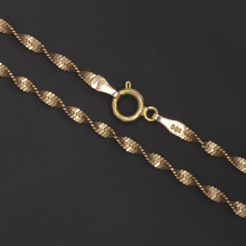 VINTAGE SOLID 14K ROSE GOLD TWIST CHAIN 22in 2.2mm MENS LADIES NECKLACE ESTATE