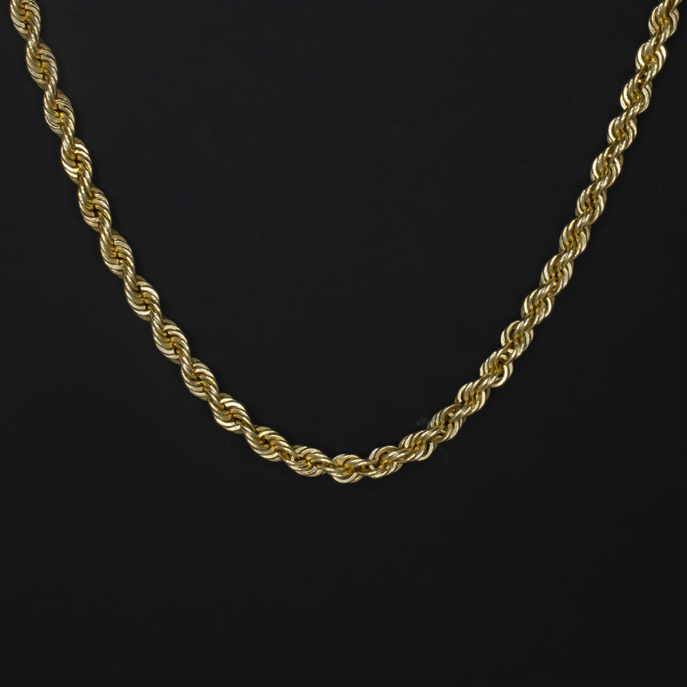 30 Inch Rope Chain Gold SOLID 14K YELLOW GOLD ROPE CHAIN 30 INCH LONG 1.5mm TWIST MENS LADIES ...