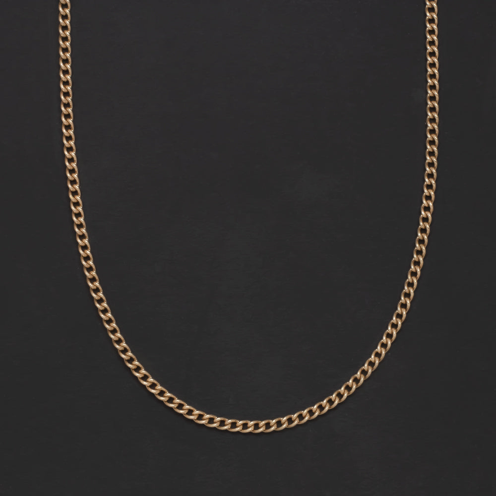 SOVIET VINTAGE SOLID 14K ROSE GOLD 24in CURB CHAIN 1.5mm CLASSIC NECKLACE PLAIN
